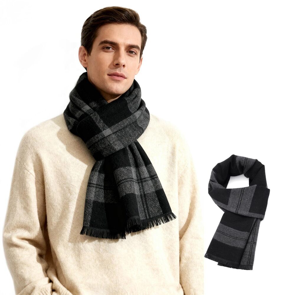 2921 Winter Scarf Classic Plaid Tassel Scarfs Long Thick Warm Scarf Soft